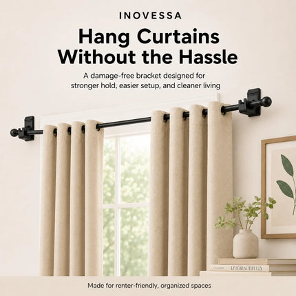 Adhesive Curtain Rod Holders, Renter Friendly Curtain Rod Hooks and Towel Hooks – image 8