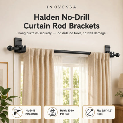 No Drill Curtain Rod Brackets