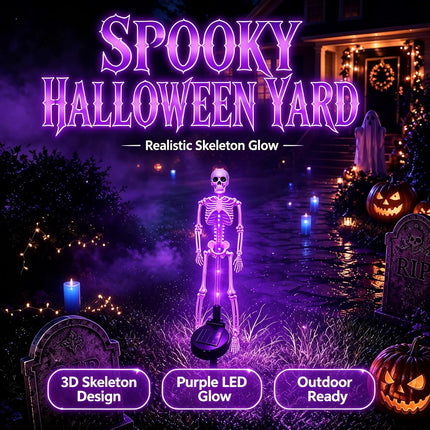 Halloween Outdoor Solar Lights Skeleton 2 Pack, Solar Pathway Lights and Halloween Solar Lights