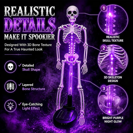 Halloween Outdoor Solar Lights Skeleton 2 Pack, Solar Pathway Lights and Halloween Solar Lights – image 4