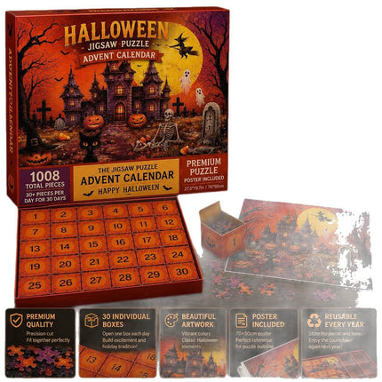 Haunted Castle Halloween Puzzle with 30 Boxes, Halloween Countdown Calendar – image 6