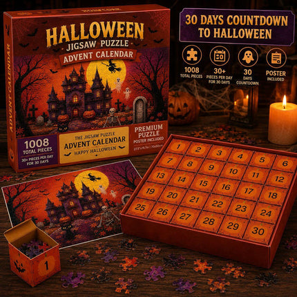 Halloween Advent Calendar Jigsaw Puzzle 1008 Piece, Haunted Castle Halloween Puzzle with 30 Boxes – image 4