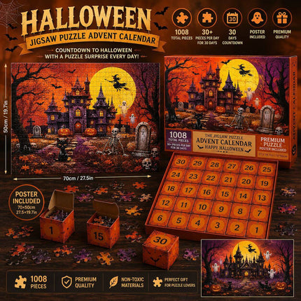 Halloween Advent Calendar Jigsaw Puzzle 1008 Piece, Halloween Countdown Calendar – image 5