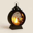 Halloween Lanterns, Retro LED Lantern Light with Pumpkin and Witch Cutouts, Hanging Decorative Lantern for Halloween Decor