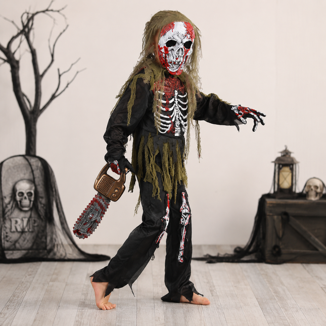 Halloween Skeleton Zombie Costume Set with Mask | Spooky Look for Kids 0