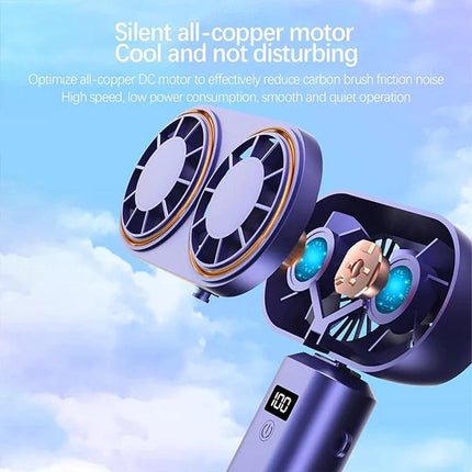 Handheld Fan Double-Cooler with 5 Adjustable Speeds | Mini Portable Fan for On-the-Go Freshness 3
