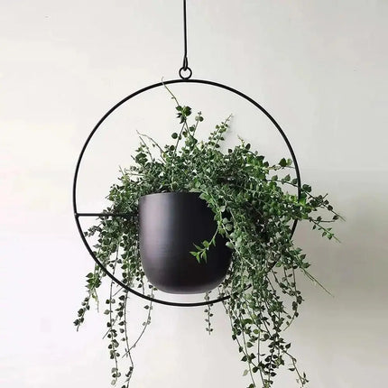 Metal Hanging Planter with Chain, Geometric Plant Hanger for Ceiling, Hanging Plant Holder with Drainage Holes