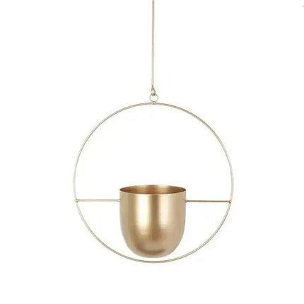Metal Hanging Planter with Chain, Geometric Plant Hanger