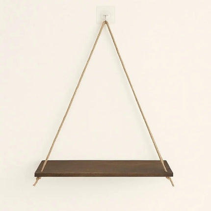 Wall Shelf, Hanging Wooden Shelf with Rope, Wall Mounted Shelf for Plants and Books