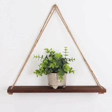 Wall Shelf, Hanging Wooden Shelf with Rope