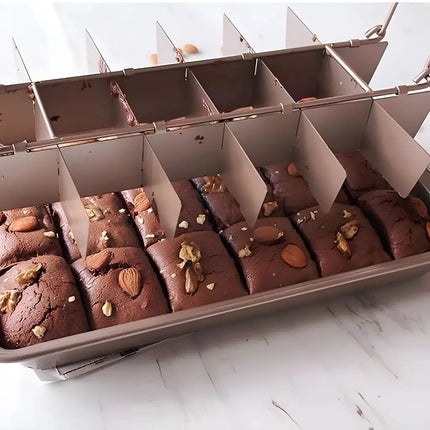 Brownie Baking Pan with Removable Divider, Carbon Steel Baking Tray for Brownies and Bread