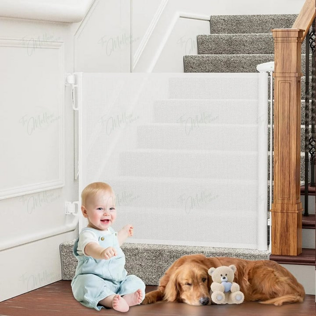 Retractable Baby Gate for Stairs, Retractable Dog Gate, Indoor Pet Gate for Hallway and Doorways_00