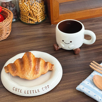 Teacup and Saucer, Ceramic Coffee Cup for Latte and Tea