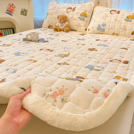 Cozy Dreams | Purple Mattress Pad for Kids with Cute Cartoon Design | Soft & Warm Winter Comfort