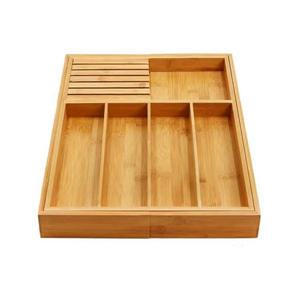 EcoHome | Bamboo Kitchen Drawer Organizer with Expandable Design | Adjustable Utensil Tray for Efficient Storage