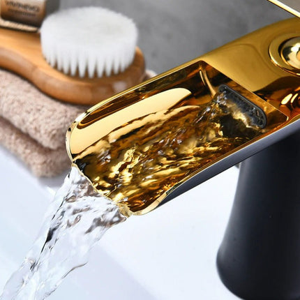 Waterfall Bathroom Faucet, Solid Brass Bathroom Sink Faucet for Vanity