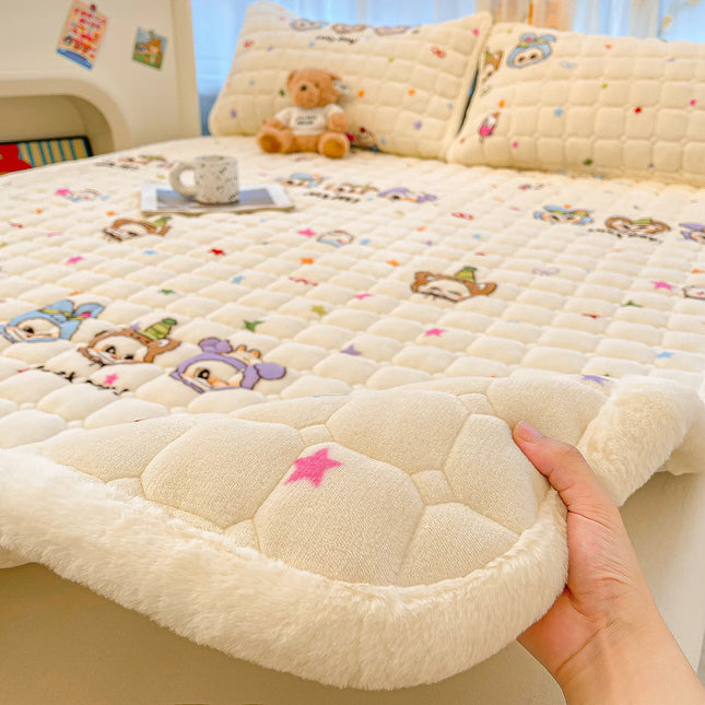 Cozy Dreams | Purple Mattress Pad for Kids with Cute Cartoon Design | Soft & Warm Winter Comfort