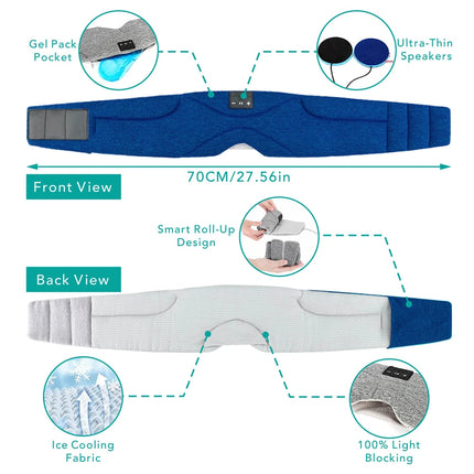 ComfortZone | Bluetooth Sleep Eye Mask with 100% Light Block & Soft Speakers | Perfect for Side Sleepers
