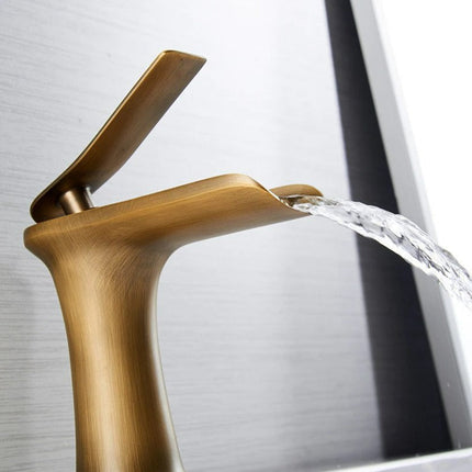 Waterfall Bathroom Faucet, Solid Brass Bathroom Sink Faucet for Vanity – image 7