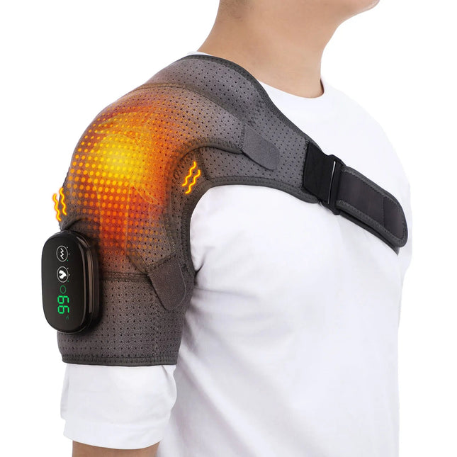 Heated Shoulder Brace with Adjustable Warmth & Vibration | Ergonomic Support for Daily Relief 1