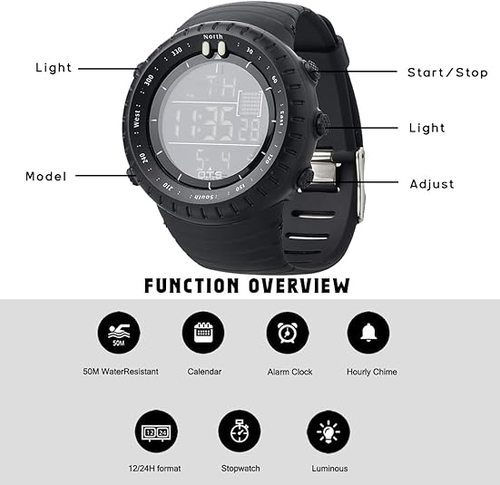 Henry | Waterproof Digital Sports Watch with Shock Resistance & LED Backlight | Tactical Design for Outdoor Adventures 1