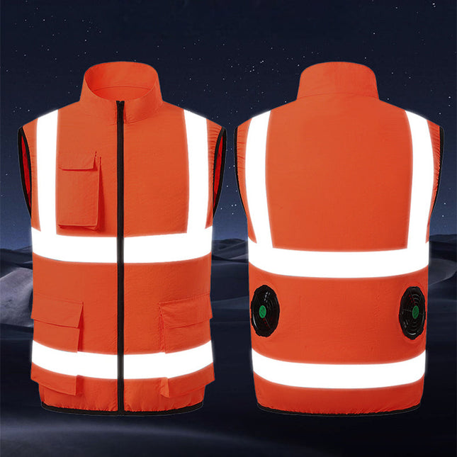 High-Performance Cooling Vest with Built-in Fans & Reflective Stripes for Men 1