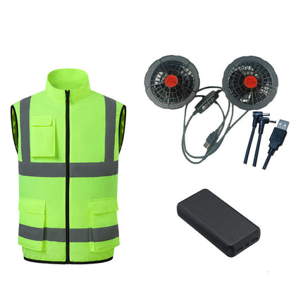 High-Performance Cooling Vest with Built-in Fans & Reflective Stripes for Men 10