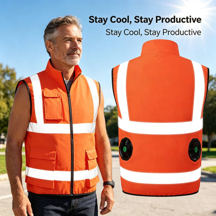 High-Performance Cooling Vest with Built-in Fans & Reflective Stripes for Men 2