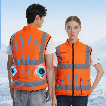 High-Performance Cooling Vest with Built-in Fans & Reflective Stripes for Men 4