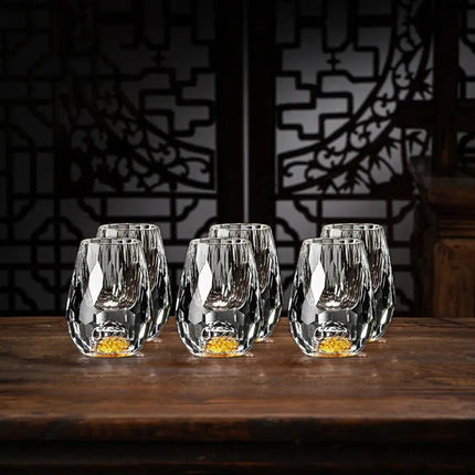Crystal Drinking Glasses Set of 2, Handmade Crystal Glasses with Real Gold Flakes – image 4