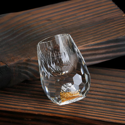 Whiskey Glasses Set of 2, Crystal Rocks Glasses with Gold Flakes – image 4