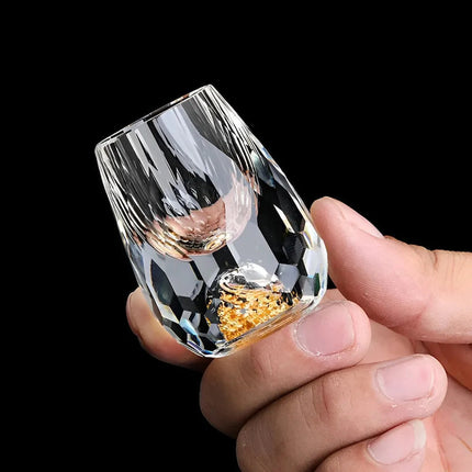 Whiskey Glasses Set of 2, Crystal Rocks Glasses with Gold Flakes