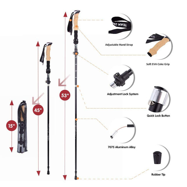 Hiking Companion | Ultralight Telescopic Walking Stick with Ergonomic Grip | Adjustable Length for Comfort 1