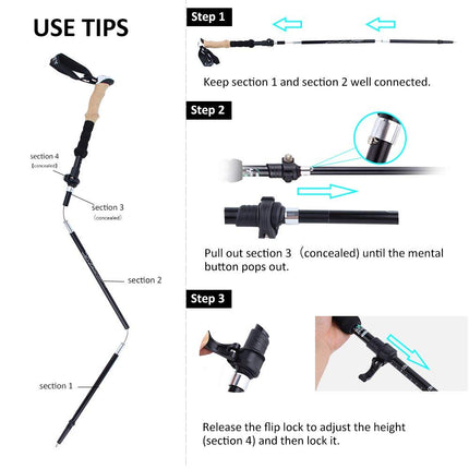 Hiking Companion | Ultralight Telescopic Walking Stick with Ergonomic Grip | Adjustable Length for Comfort 3