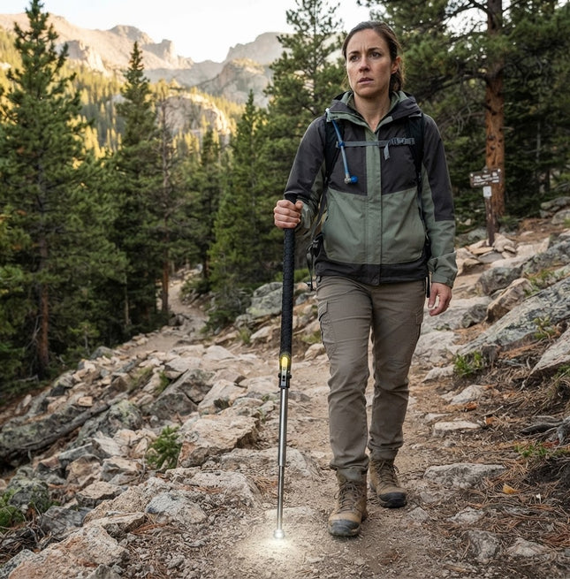 TrailBlazer | Automatic Hiking Stick with LED Light & Anti-Slip Grip | Lightweight Walking Stick for Outdoor Safety_00