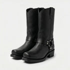 Mens Motorcycle Boots, Tall Harness Boots with Silver Rivets – image 4