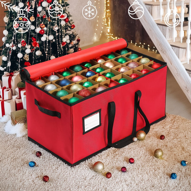 Holiday Decor Organizer | Stackable Christmas Ornament Storage Bag with Adjustable Dividers | Space-Saving Solution for 72 Ornaments 1