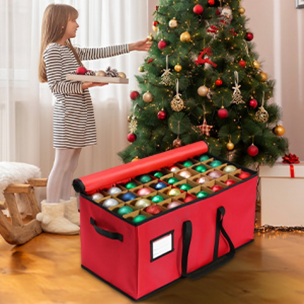 Holiday Decor Organizer | Stackable Christmas Ornament Storage Bag with Adjustable Dividers | Space-Saving Solution for 72 Ornaments 2