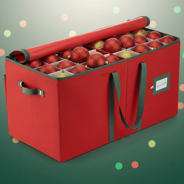 Holiday Decor Storage | Christmas Ornament Storage Box with Adjustable Dividers | Durable Organizer for Safe Decoration Storage 1