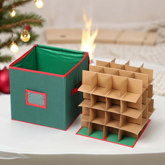 Holiday Organizer | Christmas Ornament Storage Box with Adjustable Dividers | Durable Design for Easy Access 1