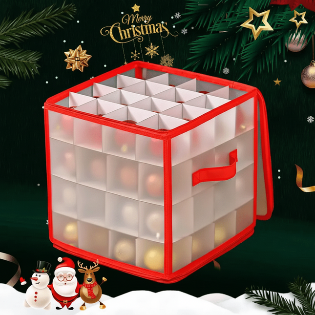 Holiday Organizer | Clear Plastic Ornament Storage Box with Easy Closure | Compact Design for Christmas Decoration Organization 0
