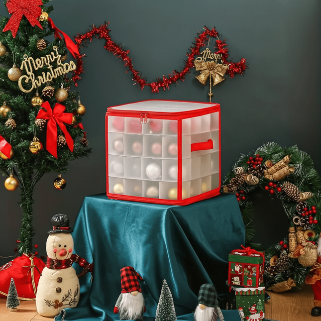 Holiday Organizer | Clear Plastic Ornament Storage Box with Easy Closure | Compact Design for Christmas Decoration Organization 1