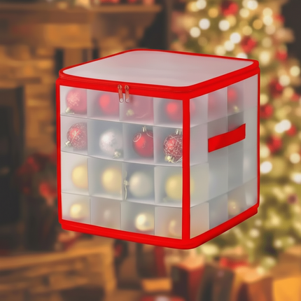 Holiday Organizer | Clear Plastic Ornament Storage Box with Easy Closure | Compact Design for Christmas Decoration Organization 3