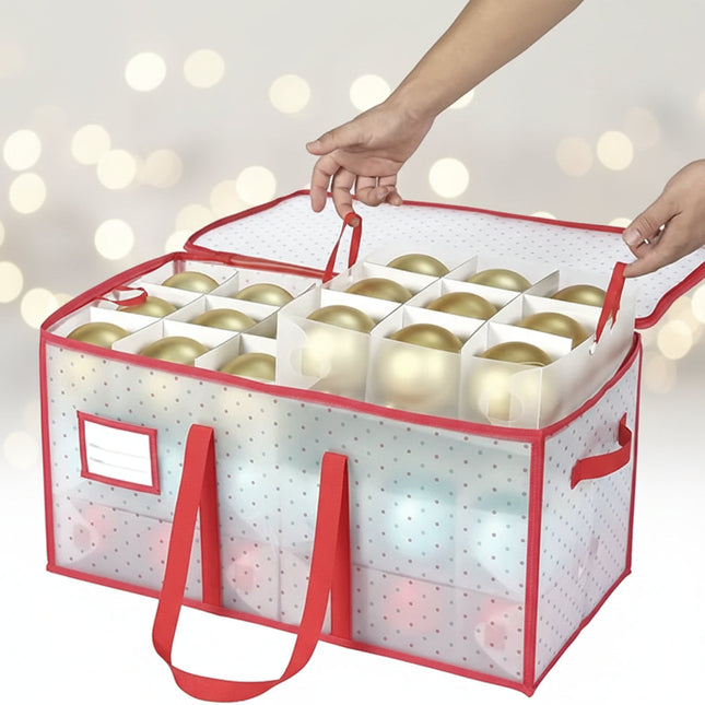 Holiday Storage Organizer | Christmas Ornament Storage Box with Dual Zipper Closure | Durable Plastic for Safe Decoration Protection 0