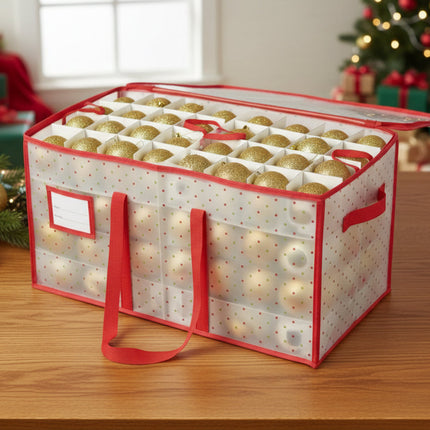 Holiday Storage Organizer | Christmas Ornament Storage Box with Dual Zipper Closure | Durable Plastic for Safe Decoration Protection 4
