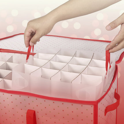 Holiday Storage Organizer | Christmas Ornament Storage Box with Dual Zipper Closure | Durable Plastic for Safe Decoration Protection 6