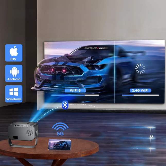 Home Entertainment Mini Projector | 4K Bluetooth & WiFi Streaming | Portable Design for Movies and Gaming 1