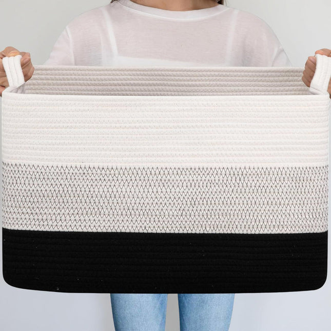 Home Essentials | Oversized Woven Storage Basket with Durable Handles | Rectangular Design for Efficient Organization 0
