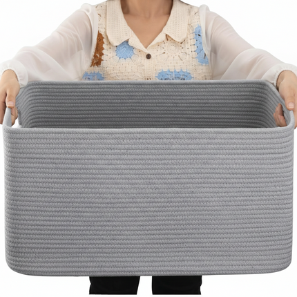 Home Essentials | Oversized Woven Storage Basket with Durable Handles | Rectangular Design for Efficient Organization 10