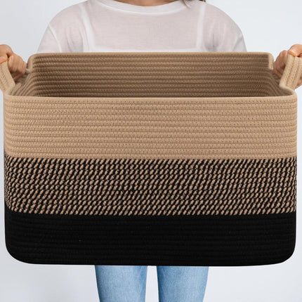 Home Essentials | Oversized Woven Storage Basket with Durable Handles | Rectangular Design for Efficient Organization 4